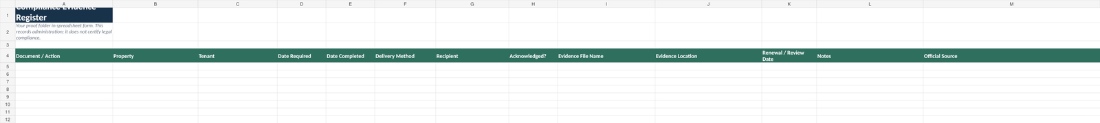 LetReady evidence register preview